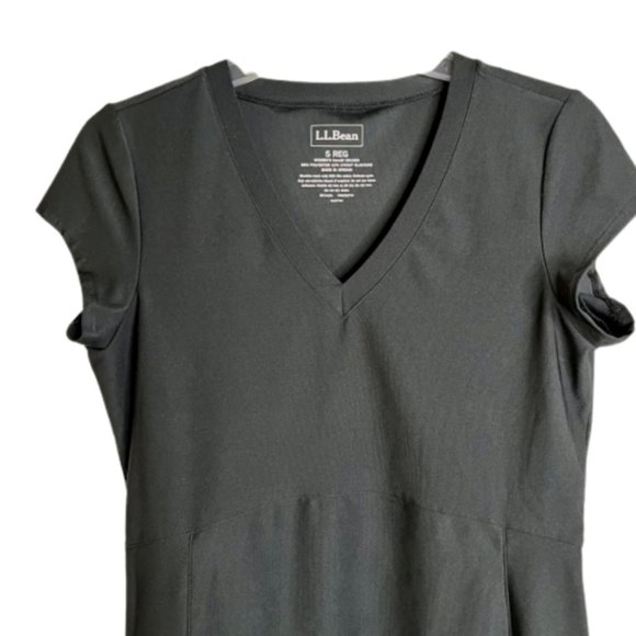 L.L. Bean Black V-Neck Short Sleeve Fitness Dress Zippered Pocket - S - Picture 7 of 11
